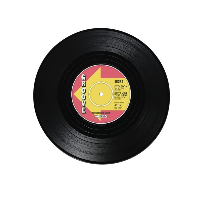 4 x Retro Style Vinyl Coasters/10.5cm Diameter