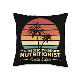 Nutrition Gift For A Metabolic Syndrome Vintage Metabolic Syndrome Nutritionist Throw Pillow, 16x16, Multicolor
