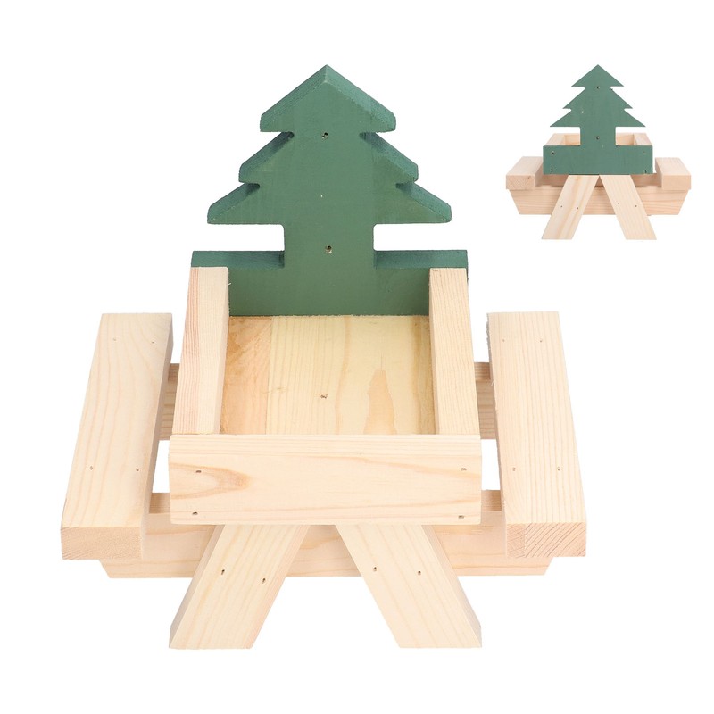 Squirrel Picnic Table Wooden Funny Squirrel Feeder with Corn Cob