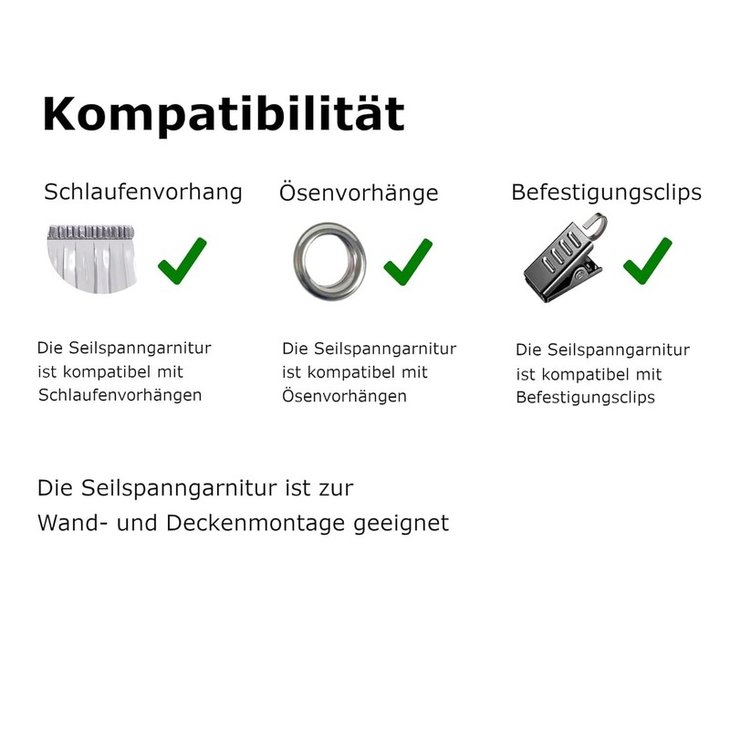 Rope Tension Set for Wall or Ceiling Mounting Length: 5