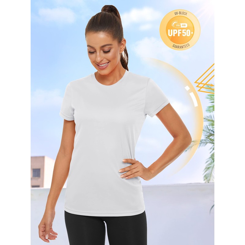 TACVASEN Women's Plain T-Shirts Short Sleeve UPF 50+ Basic Crew