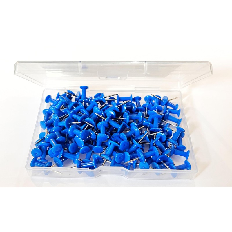 NEDBLUE Blue Push Pins - 120 Drawing Pins with Storage