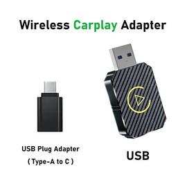 Yurnlv Mini Wireless Apple CarPlay Adapter, for both Apple and Android,converts wired to wireless, suitable for factory wired CarPlay cars from 2016+ Blue Tooth Auto Steering Wheel Automotive