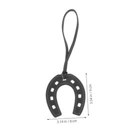 VALICLUD Leather Key Fob Purse Keychain Horseshoe Charm Pendant PU Leather U Shaped Pendant for Handbags Hanging Key Rings Keychain Black Wallet Key Holder Leather Key Chain
