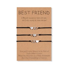 CheersLife Pack of 2/3/4/5 Sister Bracelets, Best Friend Bracelets, Friendship Wish Bracelet, Stainless Steel Matching Bracelets, Gift for Mother and Daughter, Hollow Out Heart Bracelets, Stainless