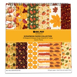 Inkdotpot 25 Sheets Autumn Fall Theme Scrapbook Paper Pad 6x6, Single-Sided Scrapbook Paper- Colorful Cardstock Paper Scrapbooking DIY Decorative Background Cardmaking Supplies- Journal Craft Paper