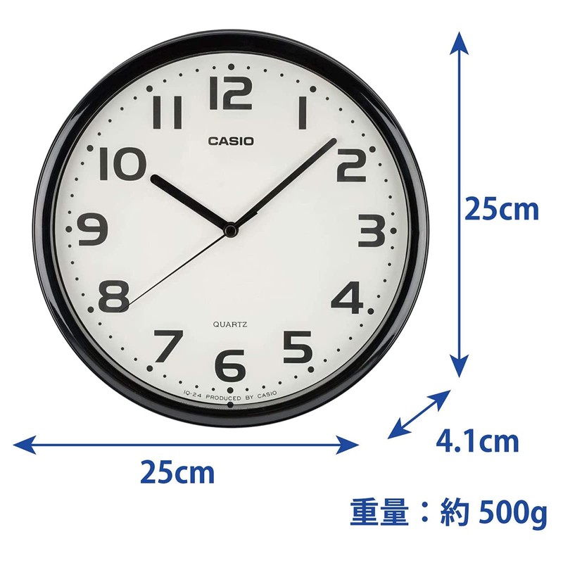 Casio IQ-24-1JF Black Analog Standard Step Second Hand Wall Clock