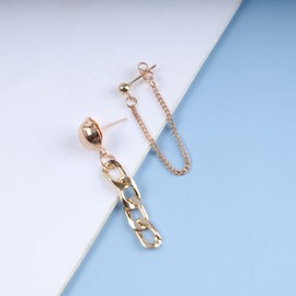 Inilbran Boho Tassel Chain Earrings Gold Cuban Chain Dangle Earrings Punk Curb Chain Drop Earrings Gold Bead Ball Studs Earrings Jewelry for Women and Girls