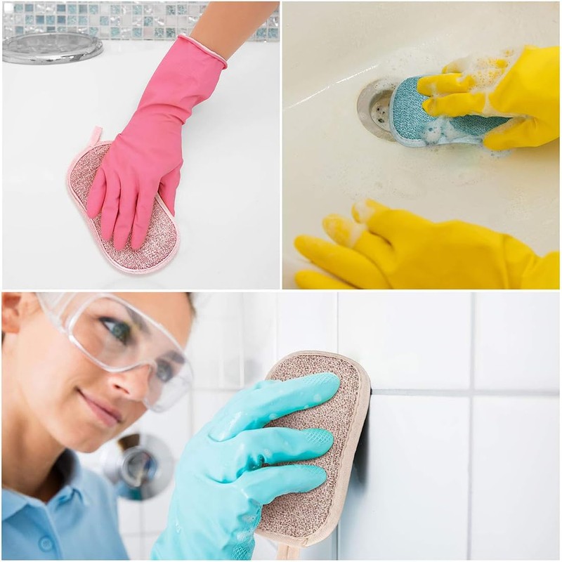 Pack of 6 Washing Up Sponge, Antibacterial Microfibre Cleaning Sponge,
