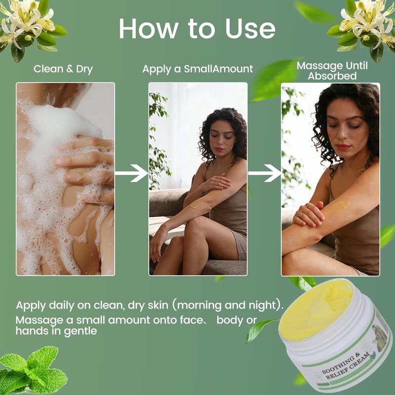 1-Pack Soothing Relief Cream, Herbal Moisturizer for Sensitive Skin