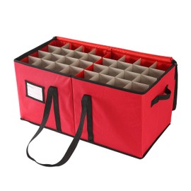 Large Christmas Ornament Storage Box with Dual Zipper Closure - Box Contributes Slots for Holiday Ornaments (128pcs-3in ball, Green)