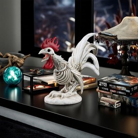 U WONDERFUL - Decoración de esqueleto de pollo, decoración de mesa de Halloween, estatuilla de gallo espeluznante para exteriores, interior, recámara, estante de tanque
