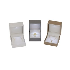 Bonyak Jewelry LED Silver Earring/Pendant Box w/Reversible Insert Glorious