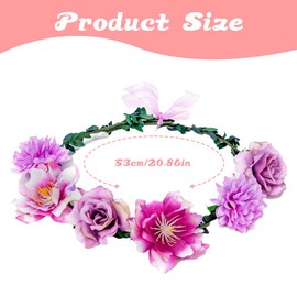Mineup Flower Wreath Hair LED, 4 Pieces LED Hair Band with Flower, Luminous Hair Wreath, 10 Lamp Beads Flower Headpiece, Illuminated Flower Wreath for Women, Girlfriend, Valentine's Day, Carnival Party, Wedding