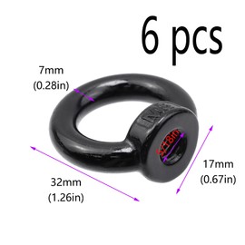 Risbay Lifting Eye Nut Stainless Steel 304,6PCS 5/16" UNC(M8) Heavy Duty Marine Grade, Hardware Ring Shaped Eye Bolt-Black