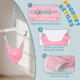 Baby Jumper with Stand, Baby Jumpers and Bouncers, Baby Exerciser Suitable for 6-24 Months, Easy to Assemble & Store Jumper for Baby (Pink)