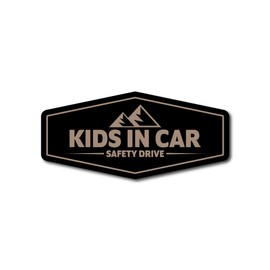 Outdoor Emblem KIDS IN CAR Width 5.9 inches (15 cm) (Black x Beige (Matted))