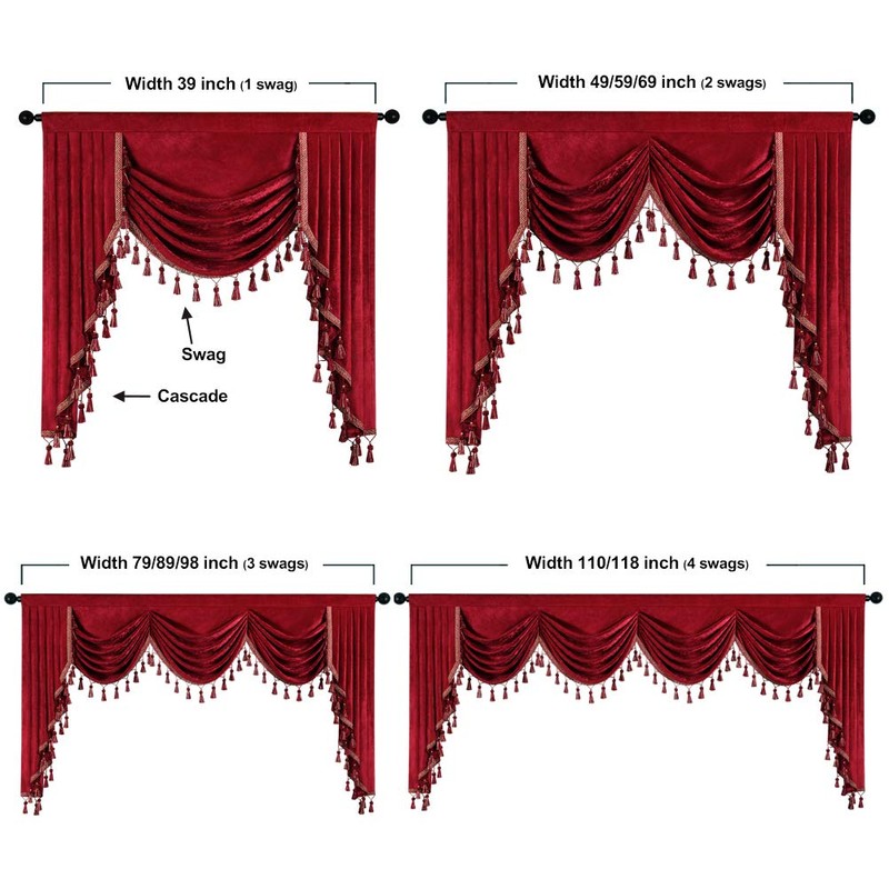 ELKCA Burgundy Red Valance for Festival Holiday Thick Chenille Window
