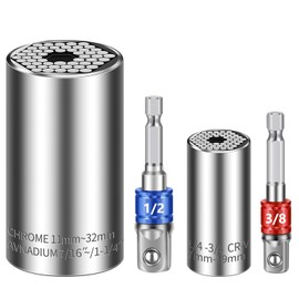 Athlife Universal Socket Set (7-19mm 11-32mm) Super Socket For Unscrew Any Bolt Tools with 3/8" 1/2" Power Drill Adapters Super Sockets Multi-function Tool Gifts for Dad, Husband and Men 4PCS