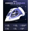 OMAIGA Cordless Iron for Clothes, 1550W 2-In-1 Cordless/Corded Steam Iron