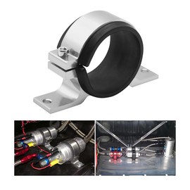AUCELI Fuel Filter Mounting Bracket, 50mm Fuel Pump Clamp Bundle Holder, Aluminium Alloy Fuel Filter Mounting Cradle with Rubber Inner Ring, Universal Fuel Pump Bracket Car Accessories