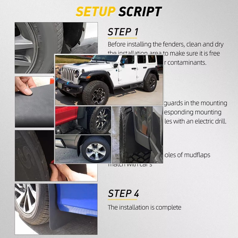 XUKEY 4Pcs Rally Sport Mud Flaps Bendable Splash Mudguard For