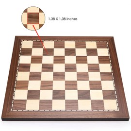 AMEROUS 15 Inches Walnut Wood Chess Board Only, Professional Tournament Chessboard with Gift Package - Classic Solid Wood International Chess Game for Adults Beginner(No Chess Pieces)