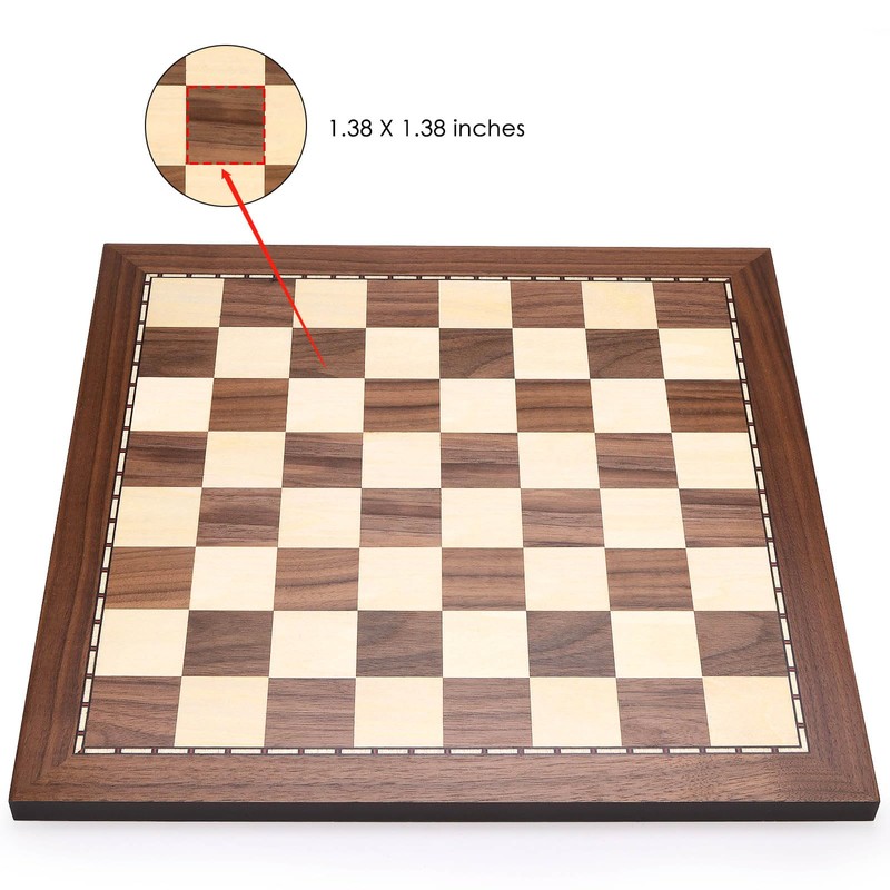 AMEROUS 15 Inches Walnut Wood Chess Board Only, Professional Tournament