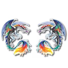 Decals by Haley 2 Dragon Decal Tumbler Car Truck Window Bumper Wall Decal Sticker Girl Fantasy