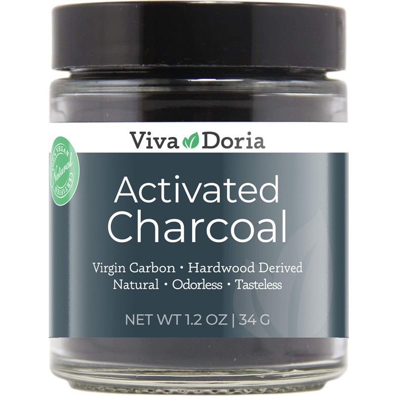 Viva Doria Activated Charcoal Powder, Hardwood Derived, Food Grade, 1.2