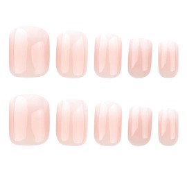 XZMeiLun Pink Press On Nails Spring Acrylic Nails for Women - Ombre Designer Fake Nails Short Square 24PCS, Glossy Soft Gel with Glue, Outdoor Picnic/Wedding/Party Reusable Stick On Nails Gift