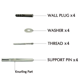 ED Heavy-Duty Conceal Floating Shelf Support Brackets Invisible 12mm Pin Screws Hidden Multi Wall Fixings Shelves Mantlepieces Mounting (Set of 4), (PIN-1-4)