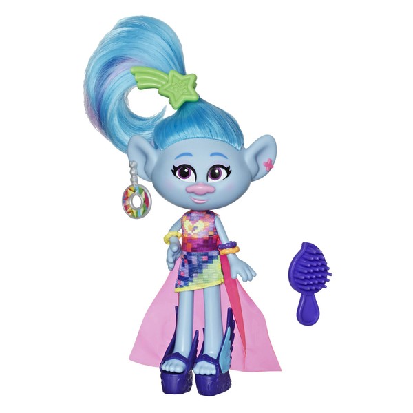 Trolls DreamWorks Glam Chenille Fashion Doll with Dress, Shoes, and More, Inspired World Tour, Toy for Girl 4 Years and Up
