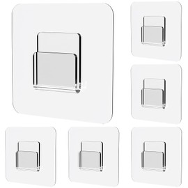 Jovware Adhesive Shower Caddy Replacement Sticker - Flat Hooks for Bathroom Organizer and Kitchen - Transparent Strong Hooks - 6 Pack