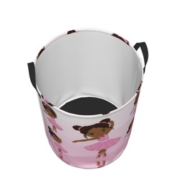 Gbuzozie Cute African American Black Girl Round Laundry Hamper Storage Basket Toys Cloth Organizer Bin For Home Bathroom Bedroom Dorm Nursery, 62l