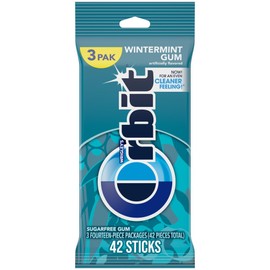 ORBIT Wintermint Gum Sugar Free Chewing Gum, 3 Packs of 14 Pieces (42 Total Pieces)