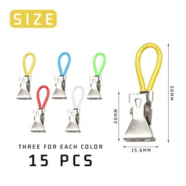 15 Colors Towel Clips Bathroom Clips Metal Clips Iron Clips Organizer for Kitchen Bathroom Office Holiday (5 Colors)