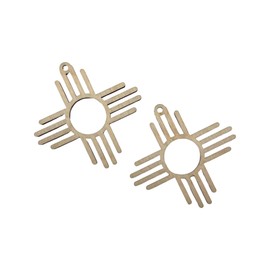 12 Pieces (Many Sizes) Smooth Unfinished Wood New Mexico Zia Sun Symbol Laser Cutout Dangle Earring Jewelry Blanks Charms Ornaments Shape Crafts Made in Texas (1.75")