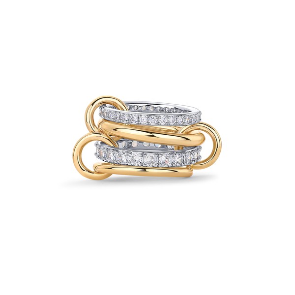 PAVOI 14K Gold Plated Interlocked Stackable Rings for Women -