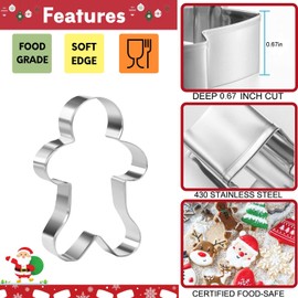 Keepaty Christmas Cookie Cutter Set,9 PCS-Snowflake,Gingerbread Man,Christmas Tree,Snowman,Reindeer Head,Bell,Santa Face,Reindeer,Candy Cane Stainless Steel Cookie Cutter