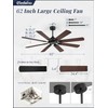 Fanbulous 62 Inch Ceiling Fans No Light with Remote, Modern