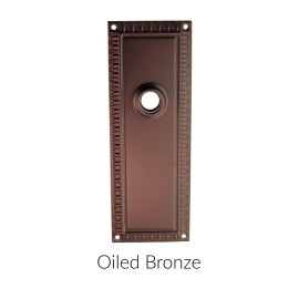 Refined antique style door trim escutcheon plate in the Oiled Bronze Finish