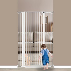 57" Extra Tall Cat Gate for Doorway, 29.9-38.5" Wide, Pressure Mounted Pet Dog Gate, Auto-Close Safety Baby Gate for Indoor Stairs, Doorways, and Kitchen