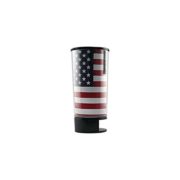 Spit Bud Portable Spittoon Bottle - Cupholder Friendly - Spill Resistant - Built In Can Opener and Holder - USA Flag