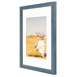 Golden State Art, 11x14 Picture Frame with Mat for 8x10 - High Definition Glass Wall Mounting Horizontal Vertical Display (Blue, 2 Pack)