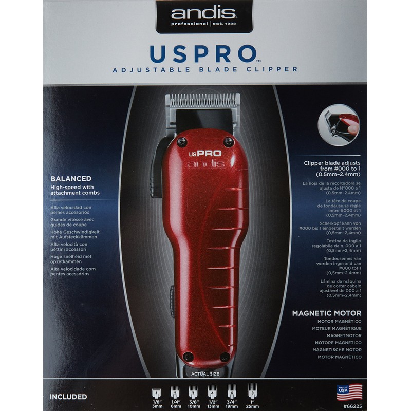 Andis US Pro High Speed Adjustable Blade Clipper, Red