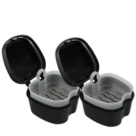 Dentojoy Denture Box in Black Color - Dental Orthodontic Retainer Case | Teeth Storage Box, Denture Storage Case Fake Tooth Holder with Strainer (2)