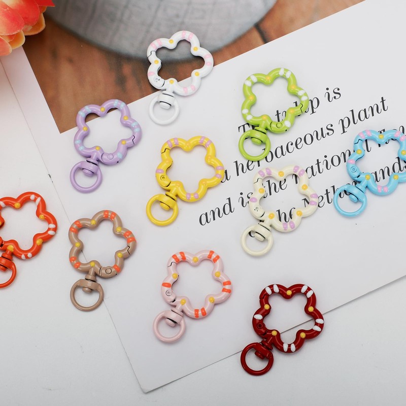 11Pcs Colorful Flower Metal Lobster Claw Clasps with Spring O