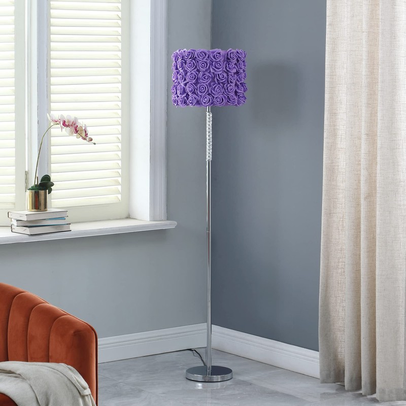 ORE HBL2803 Roses in Bloom Acrylic/Metal Floor Lamp, Lavender, 63"