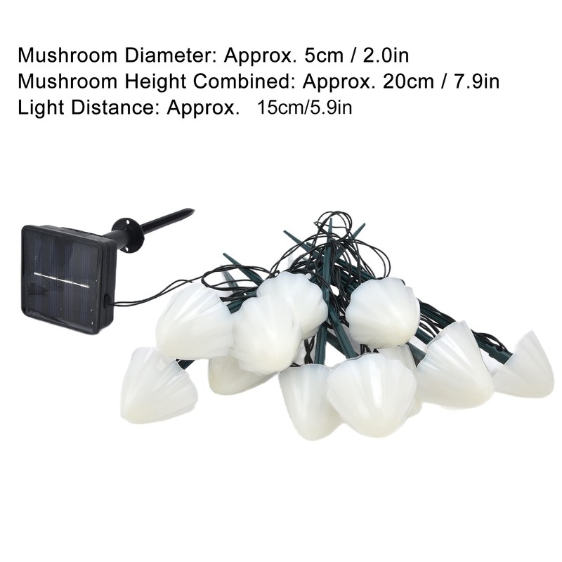 Mushroom Shaped Solar Light String Waterproof Dustproof Landscape Light with